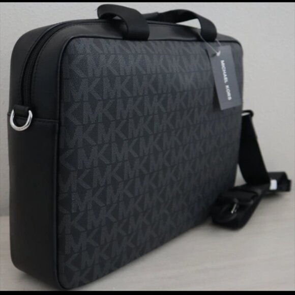 Michael Kors - Unisex Black/Grey Monogram Briefcase “Everett” - Retail $348 NWTs - Picture 2 of 5